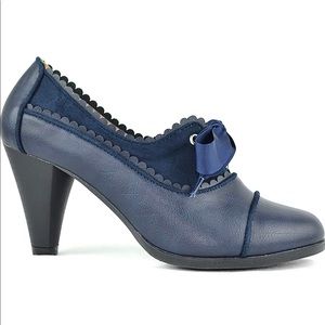NEW Dora-7 Lace-Up Vintage Women's Heels Navy